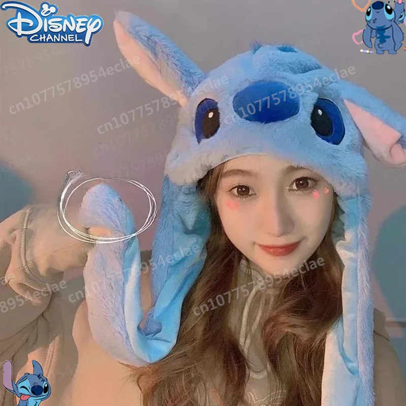 

Disney Stitch Cute Plush Winter and Autumn Warm Hats with Cute Ears That Move and Glow Cosplay Hats Keep Warm and Cold Gifts