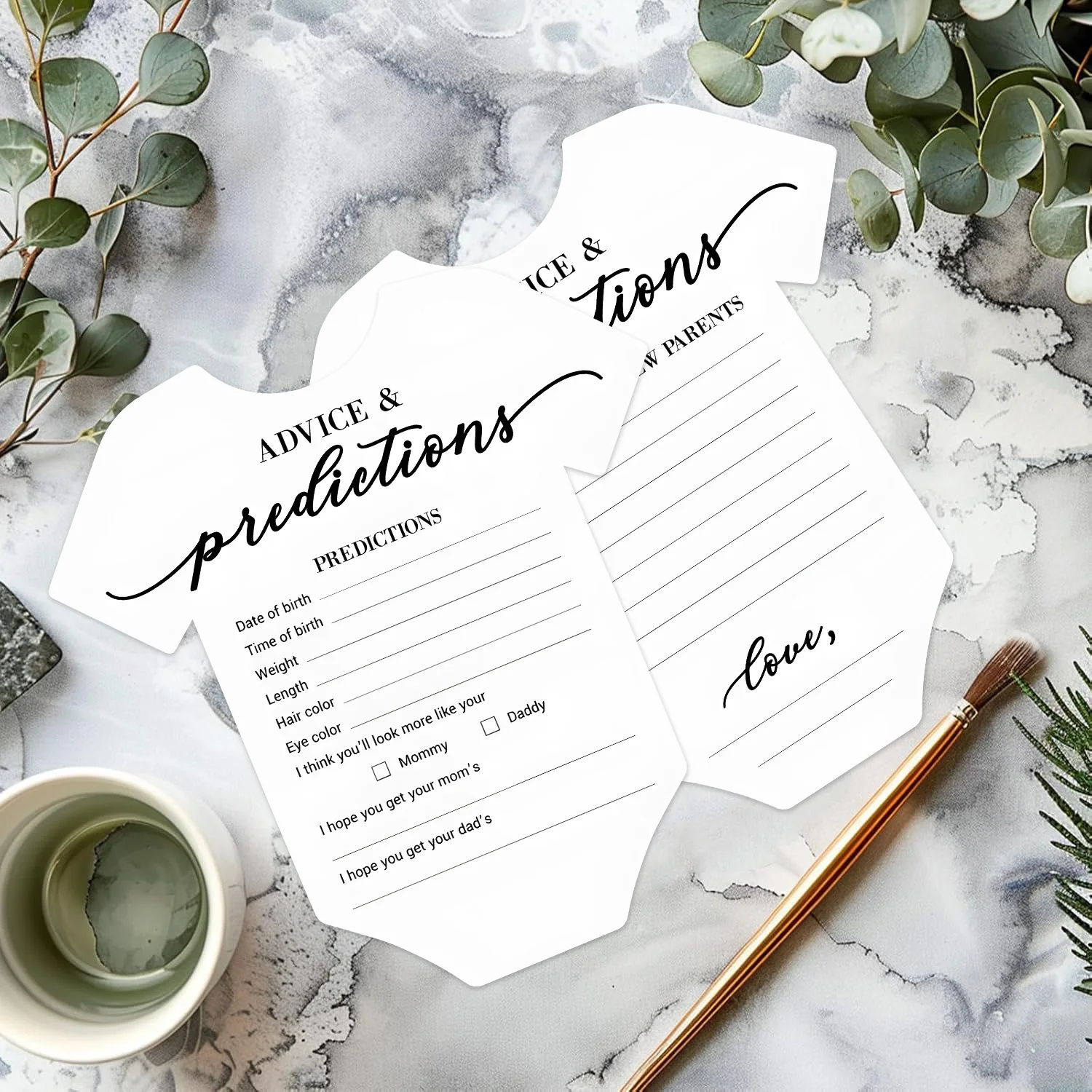 50 قطعة من بطاقات استحمام الطفل باللون الأبيض من نيسيي، نصيحة وتنبؤ على الوجهين، تكشف عن الجنس البسيط، هدايا الحفلات لـ 50 ضيفًا