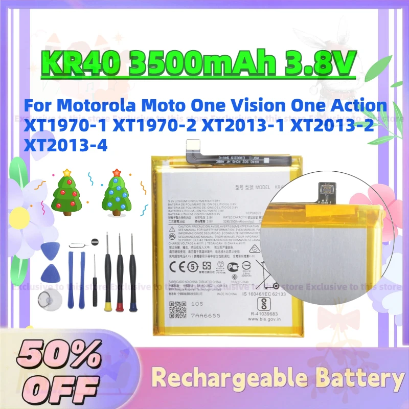 

New KR40 3500mAh 3.8V Mobile Phone Battery for Motorola Moto One Vision One Action XT1970-1 XT1970-2 XT2013-1 XT2013-2 XT2013-4