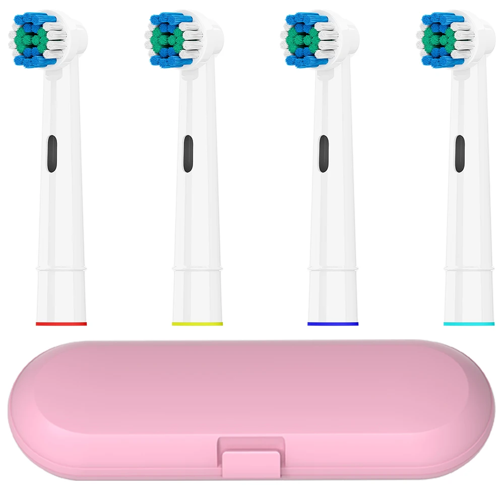 Replacement Brush Heads & Toothbrushes Travel Case Set Compatible with Oral B Click-on Electric Toothbrush, for Pro 1000 100 500