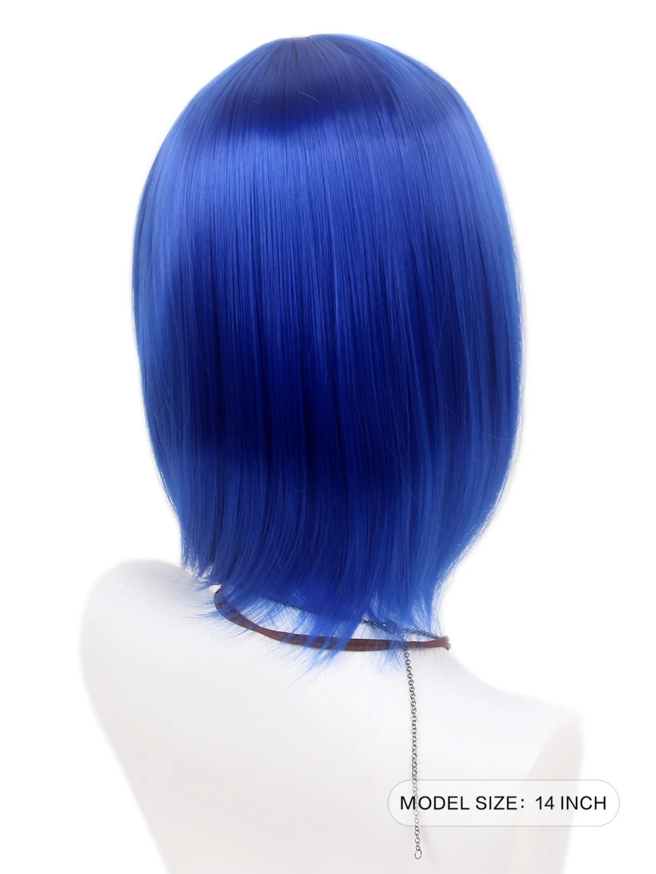 Blaue Bob-Perücken für Cosplay, Cora-Accessoires, Halsketten, Anstecknadeln, Halloween-Kostümparty-Perücken, Kunsthaar – Detail 3