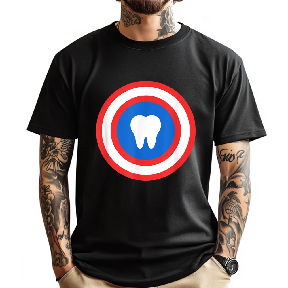 

Captain Tooth Funny Dentistry Dentist Luxury T Shirt Men Short Sleeve Party Designer Clothes Women Streetwear T Shirt for Men