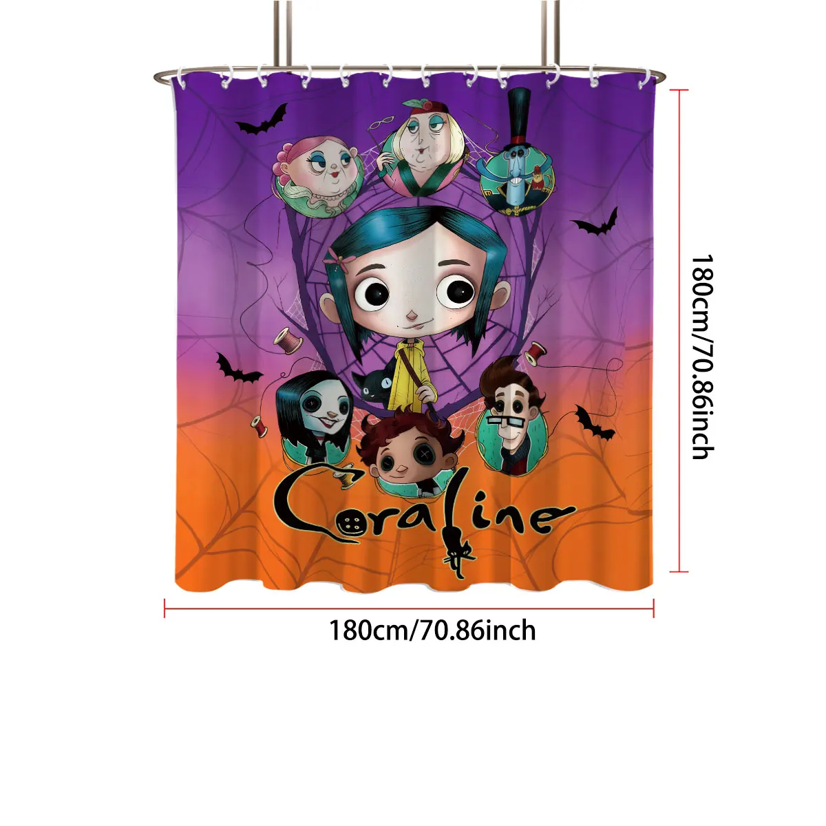 

1 шт., водонепроницаемая занавеска для душа с принтом милой девушки, перегородка для конфиденциальности, подвесная занавеска, 12 крючков, разные размеры, можно стирать в машине