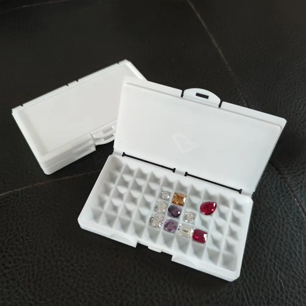 White Diamond Jewelry Storage Box 3-10mm Gemstone Display Organizer Case for Store Gems Bare Stone Packaging Cover Tray