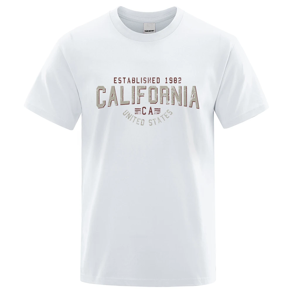 Founded in 1982, California, Usa, Men's Loose Summer T-Shirt, Breathable Round-Neck Hip-Hop T-Shirt
