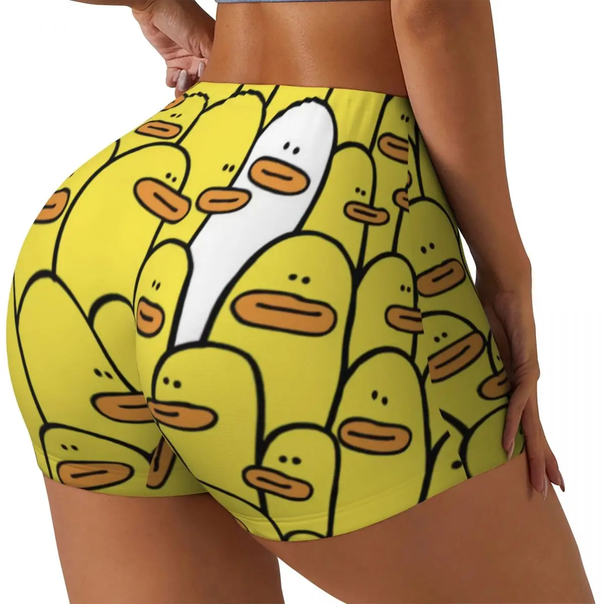 Custom Yellow Classic Rubber Duck Gothic Workout Running Volleyball Shorts Women Gym Yoga Shorts