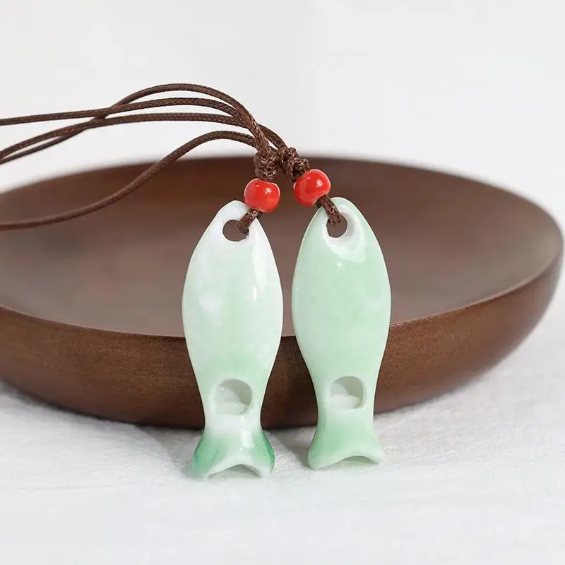 Причудливый-керамический-свисток-в-форме-рыбы-Детские-украшения-Ожерелья-цепочки-с-подвеской-ручной-работы