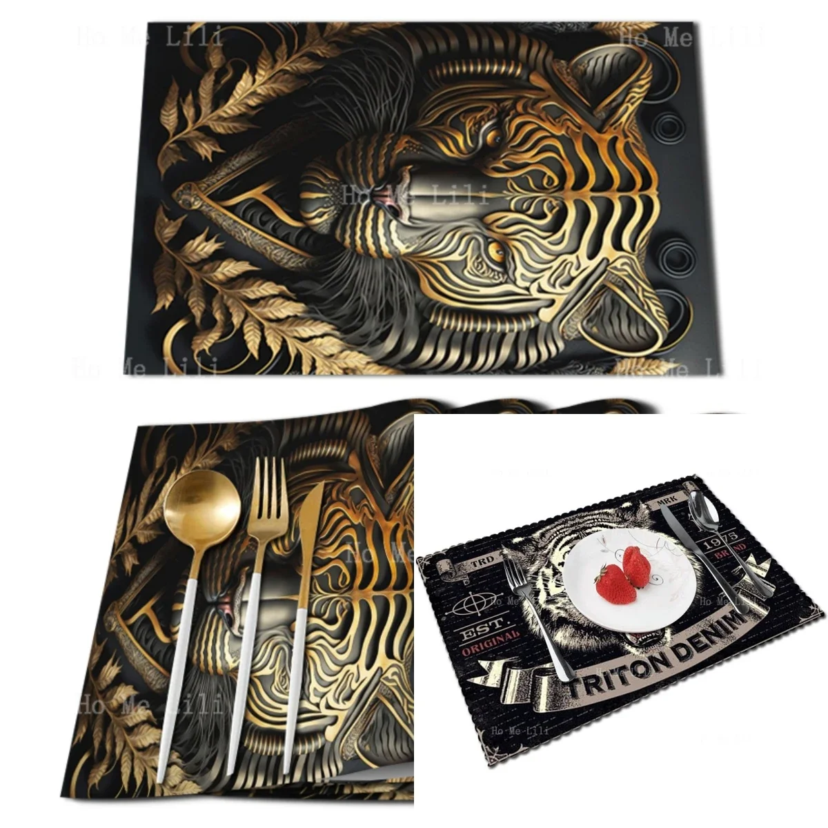 El Tigre salvaje es el rey de las bestias, símbolo de la bestia dorada, es un mantel individual libre y libre para decoración de mesa