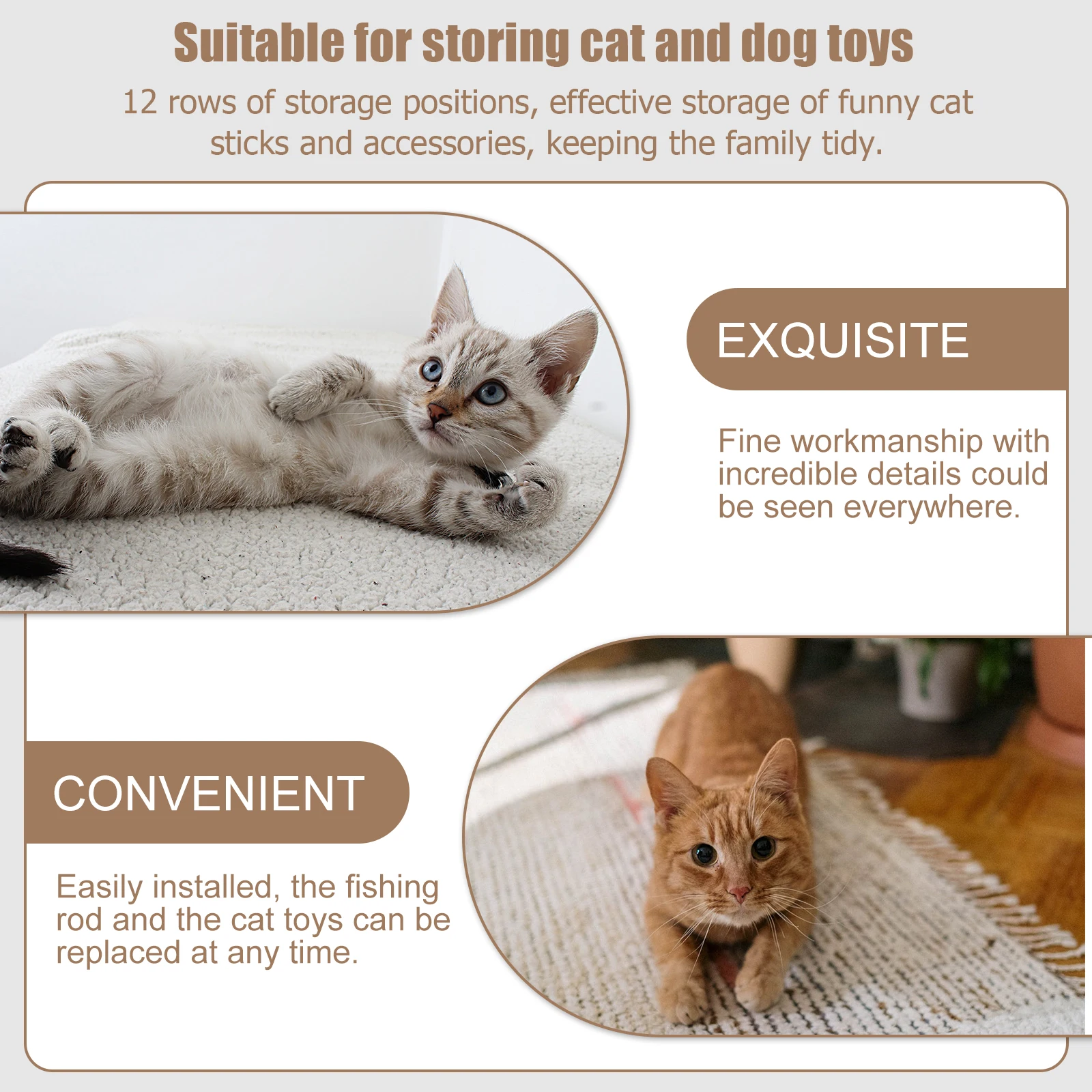 

Wall-mounted Storage Rack Teasing Rod Shelf Fishing Support Shelving Coat Hanger Wooden Cat Organizer Pole