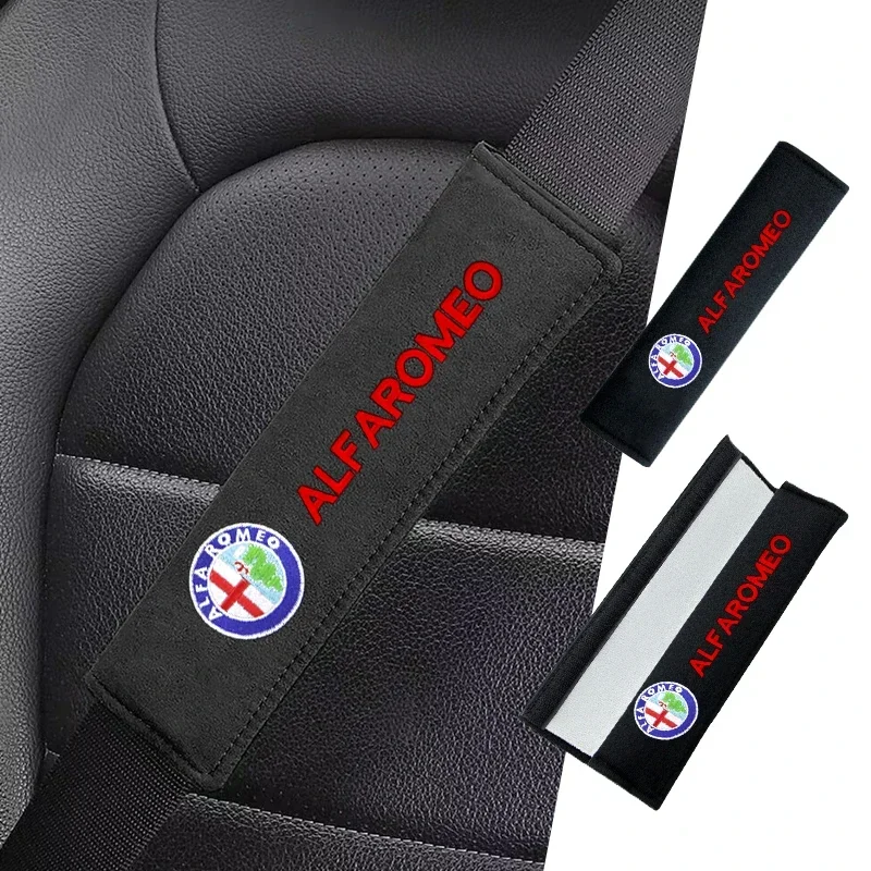 2PCS Car Cotton Seat Belt Shoulder Pad For Alfa Romeo 159 147 156 166 Giulietta Giulia Mito Stelvio Brera Spider Car Accessoires