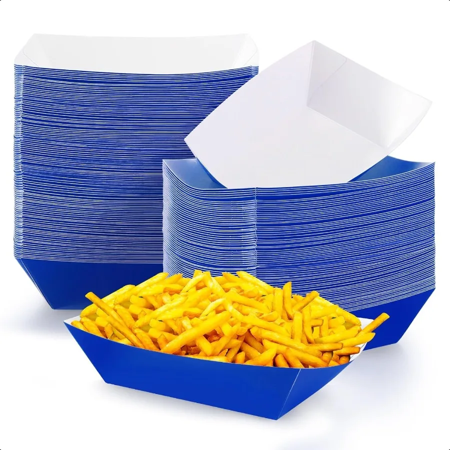 

100 Pcs Christmas 3lb Paper Food Trays Boat Disposable Nacho Trays Kraft Paper Boat for Tacos Concession Christmas Party Suppli
