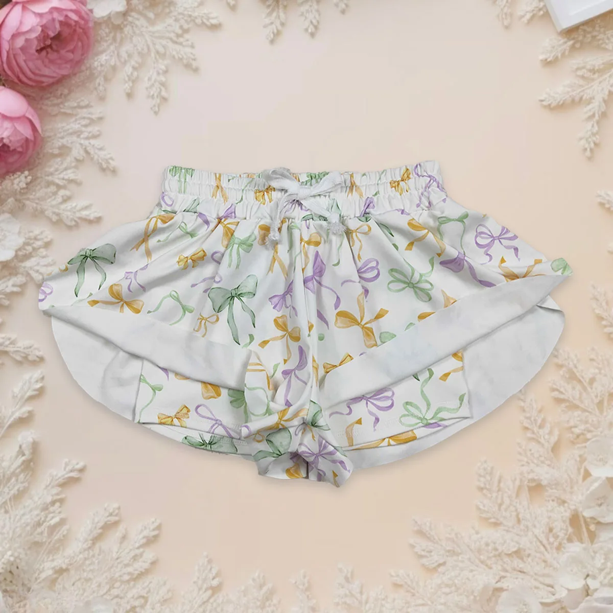 

Baby Girl Shorts Bottoms Clothes Toddler Breathable Yoga Active Wear Kids Children Mardi Gras Bows Elastic Clothing Wholesale