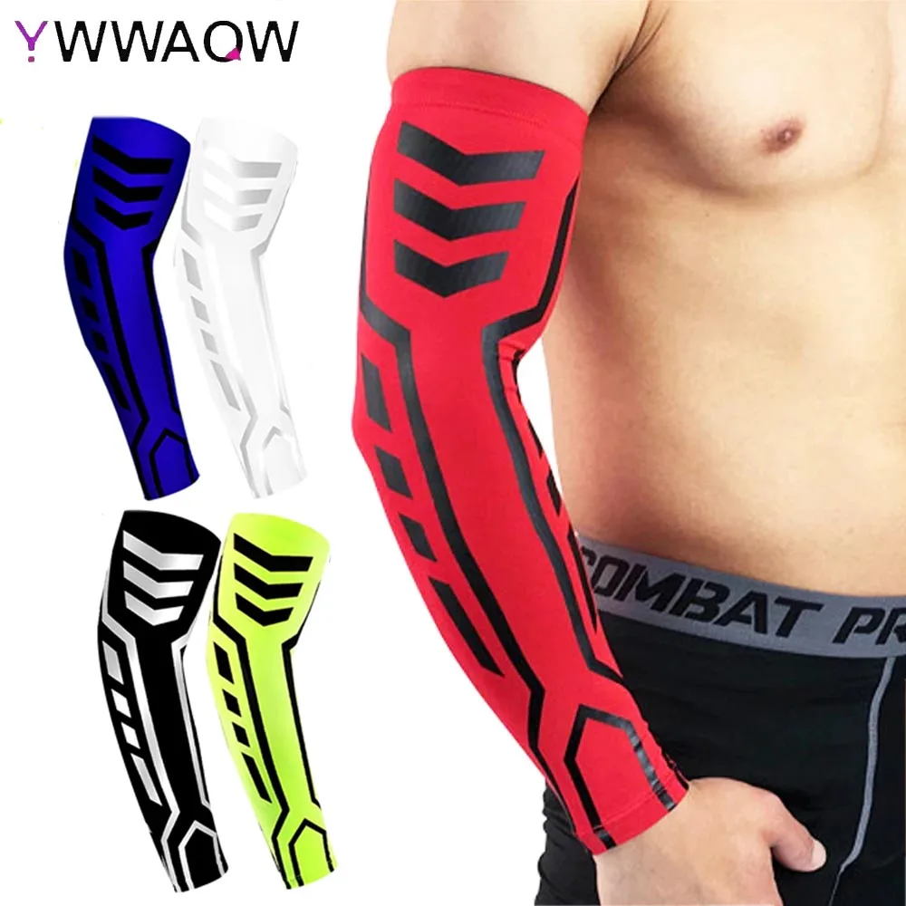 1 Stuk Sport Arm Compressie Mouw Basketbal Fietsarm Warmer Zomer Hardlopen Uv Bescherming Volleybal Zonnebrandbanden