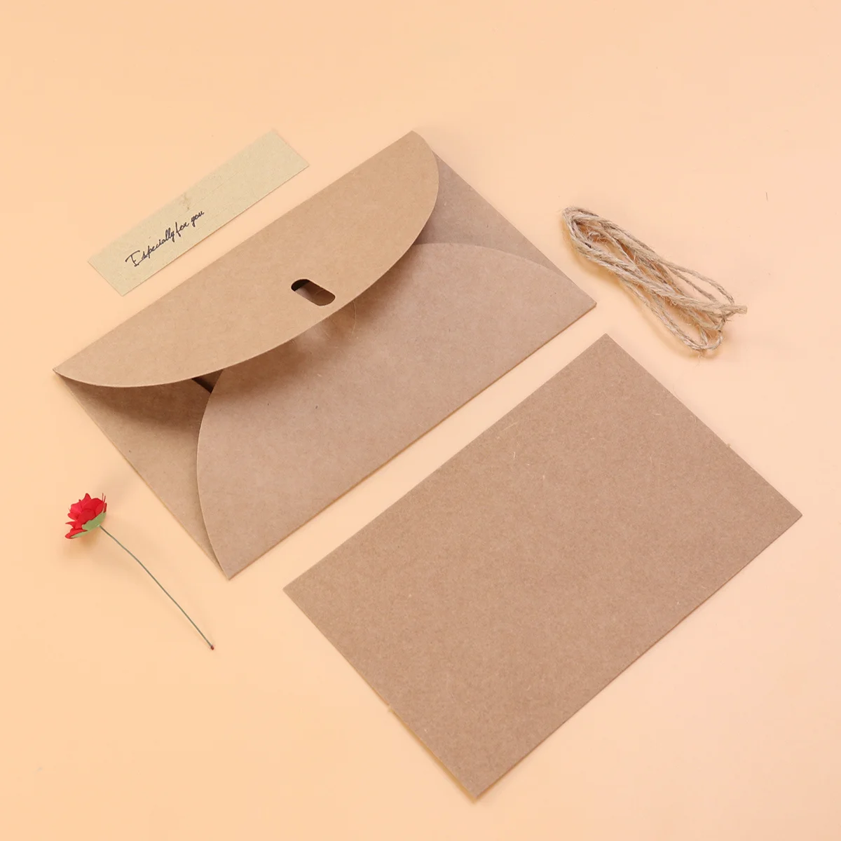 

Dried Flower Greeting Card Kraft Handmade Vintage Thank You Birthday Wedding Party Festival Blessing Card Wishes Creative