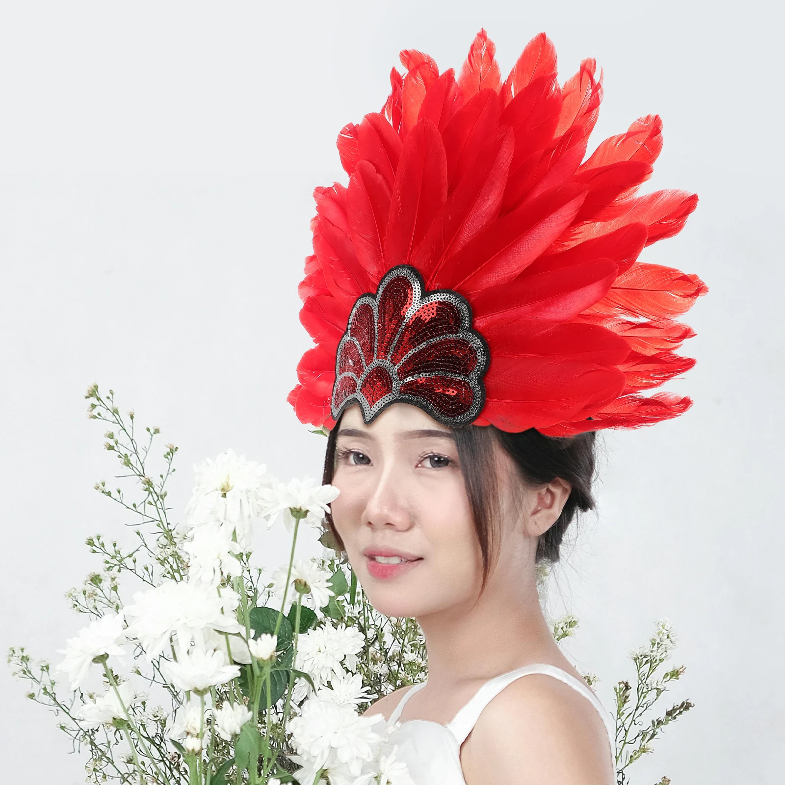 

Красочная повязка на голову с номером, женские повязки на голову, оперение, головной убор из нетканого материала, карнавальные костюмы для женщин, карибские моря