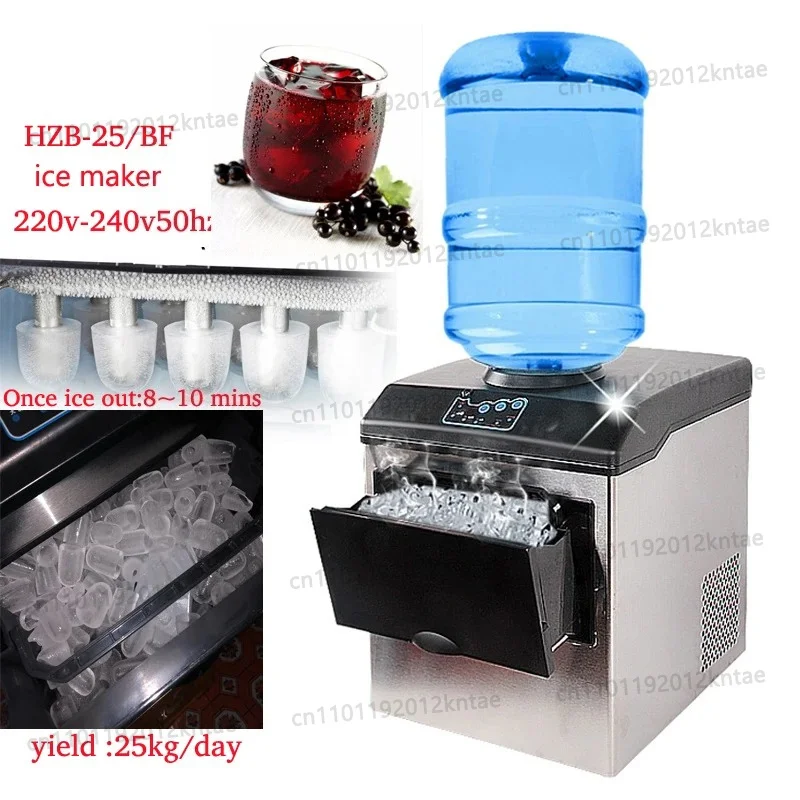 Ice Cube Making Machine 220-240V L/M/S Size  Electric Ice Maker 25kg/day Commercial Countertop Automatic Ice Making Machine