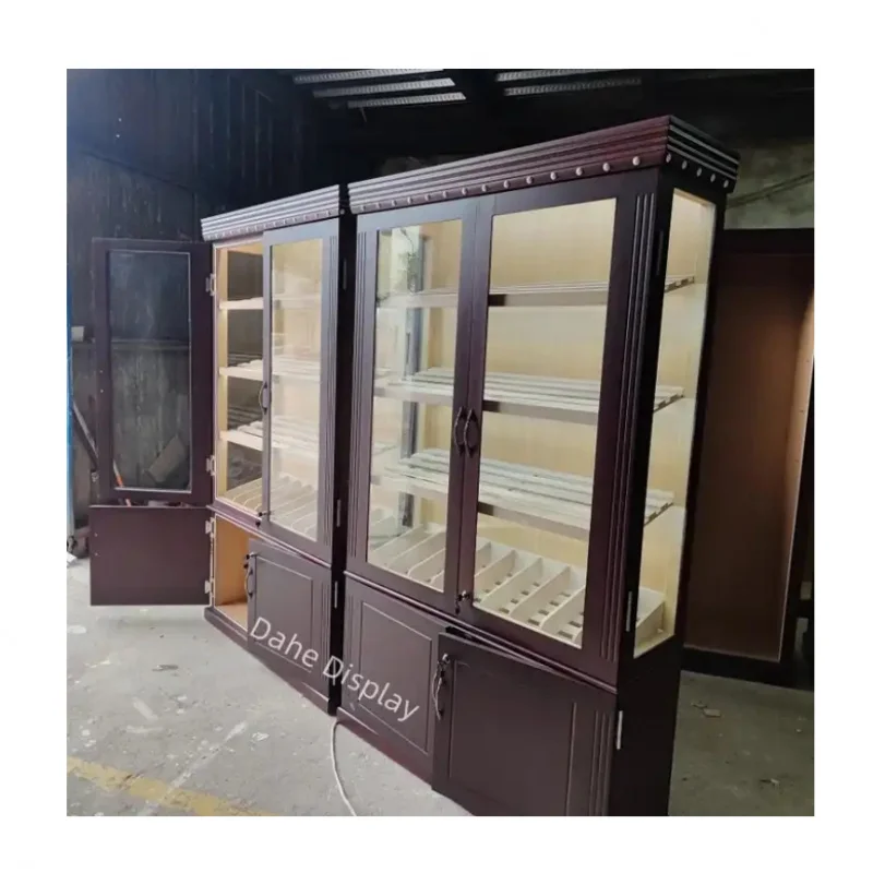 

custom.Double Door Cigar Showcase with LED Lights Matte Cigar Cabinet MahoganyCigar Humidor Cabinet Display