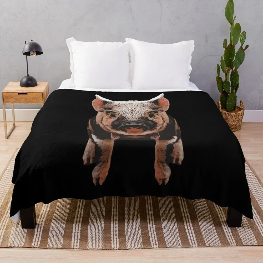 spotted piglet, baby animal motifs, cute animal outfits Throw Blanket Faux Fur Soft Warm Blanket for Bed