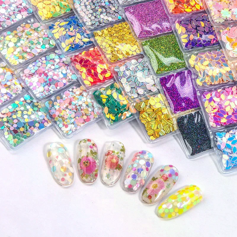 /ACR/Nail Art Sequins Colorful Nail Polish Flakes Foils For Manicures 6 Grids/Bag