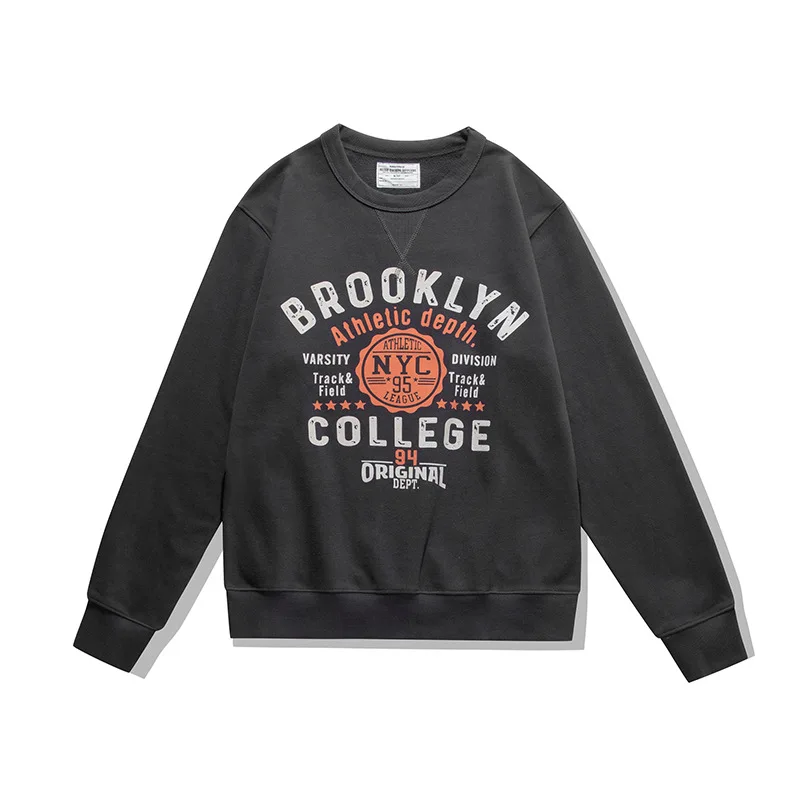 سترة OKONKWO الرجعية للدراجات النارية للرجال_Ami كاكي تيري الثقيلة السميكة NYC طباعة البلوز البلوز #2