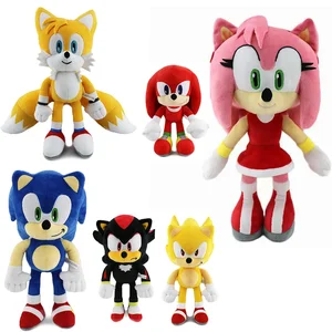 Sonic Plush Toy für Kinder, Cartoon Peluches, Igel, Amy, Rose, Knöchelschwanz, weich gefüllte Puppe, Geburtstag, Schleife Spielzeug, neu, heiß, 30 cm 6 Hauptverkaufsspielzeug Pink - №5