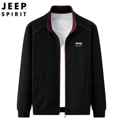 JEEP SPIRIT men spring autumn fashion pure cotton new cardigan jacket casual sports stand-up collar high-quality clothes