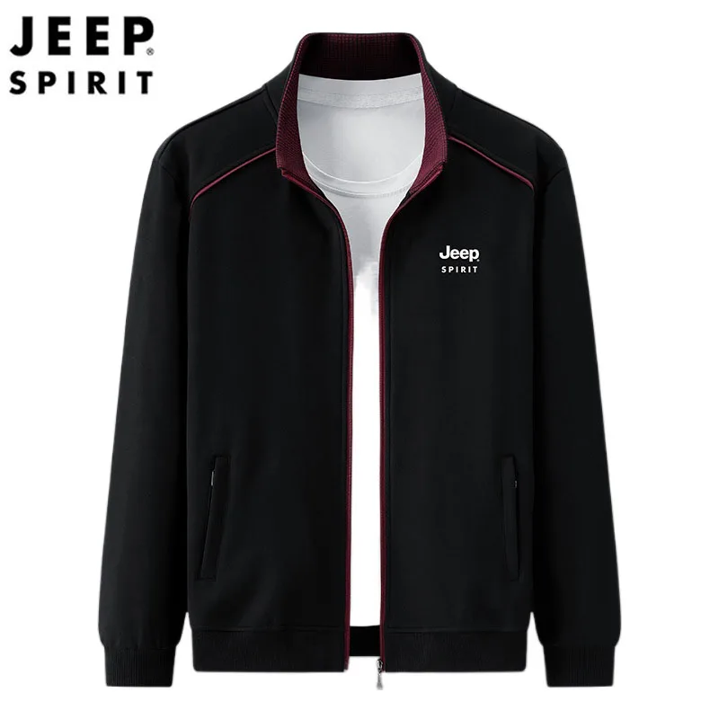 JEEP SPIRIT men spring autumn fashion pure cotton new cardigan jacket casual sports stand-up collar high-quality clothes