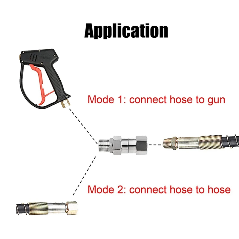 2X High Pressure Washer Swivel Joint 3/8 Inch Pressure Washer Hose Fittings 360 Degree Rotation Connector Car Washing