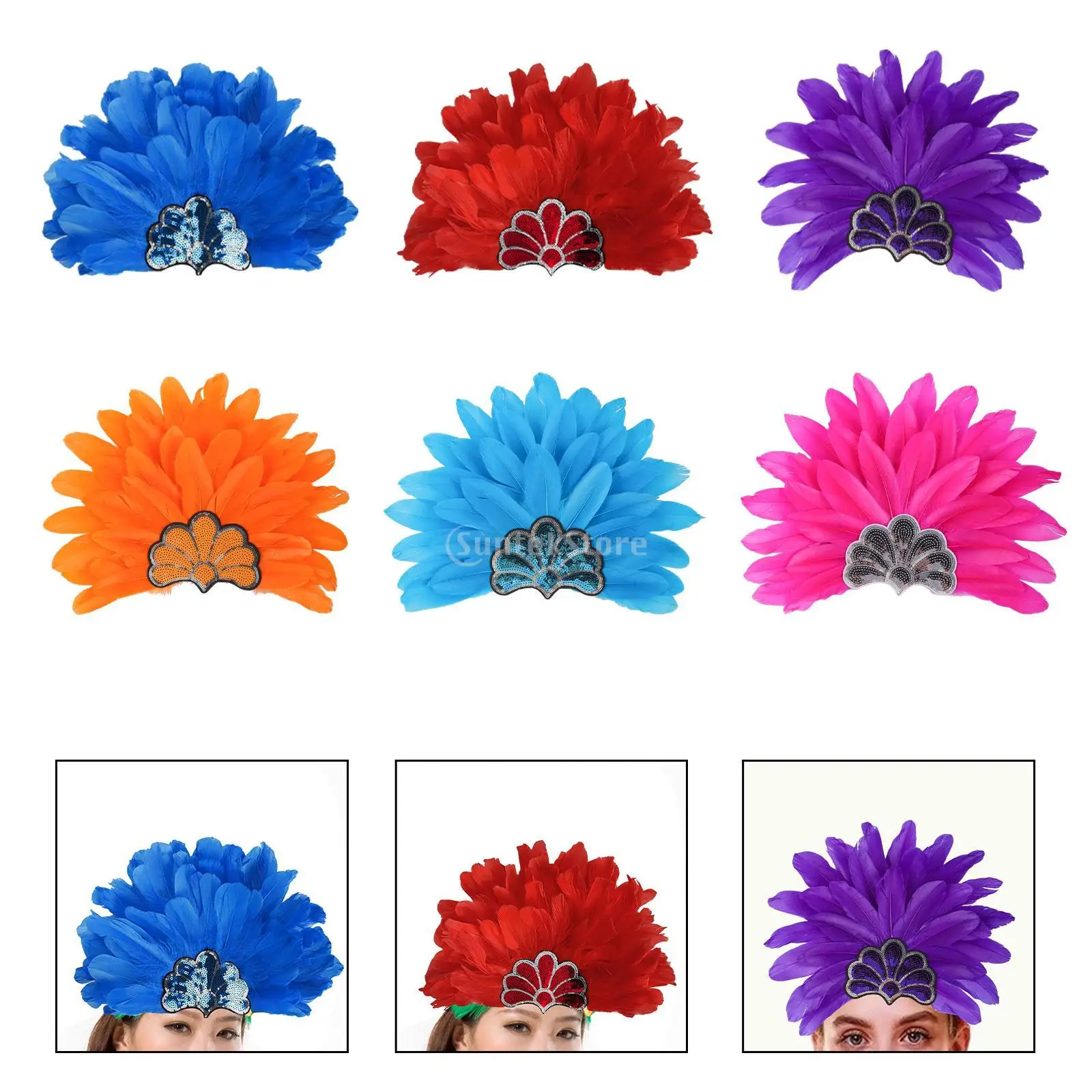 

Carnival sequin Crown Feather Headpieces Feather Headdress Mardi Gras Accessories 1920s Flapper Halloween Headband for Women