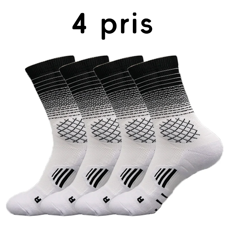 4 pairs Men\'s High Tube Professional Practical Basketball Socks Contrast towel bottom thickened shock absorption Women  football