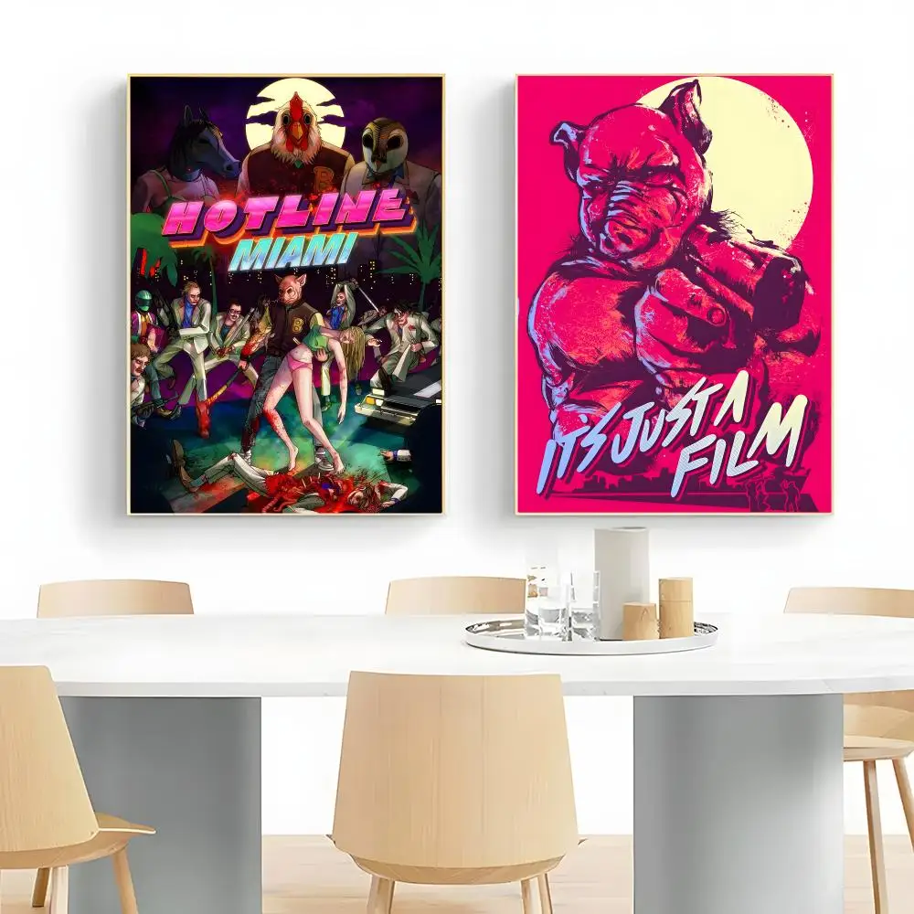 Retro Game H-Hotline Miami Poster Wall Art Print Decorative Mural Home Decor Gift Unframed