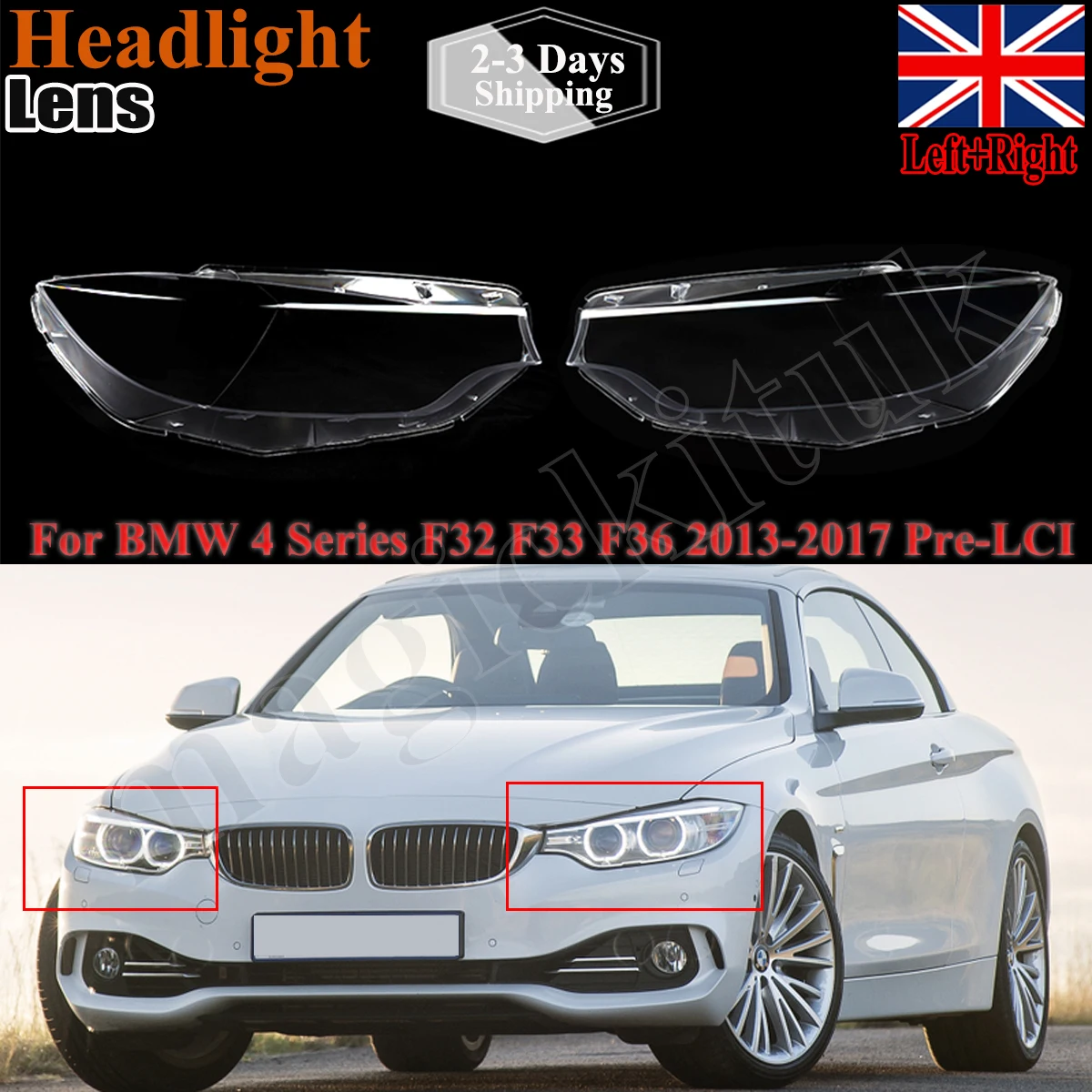 

1 пара крышек объектива фар для BMW F32 F33 F36 425i 428i F80 F82 M3 M4 2013-2017 63117377855, 63117377856