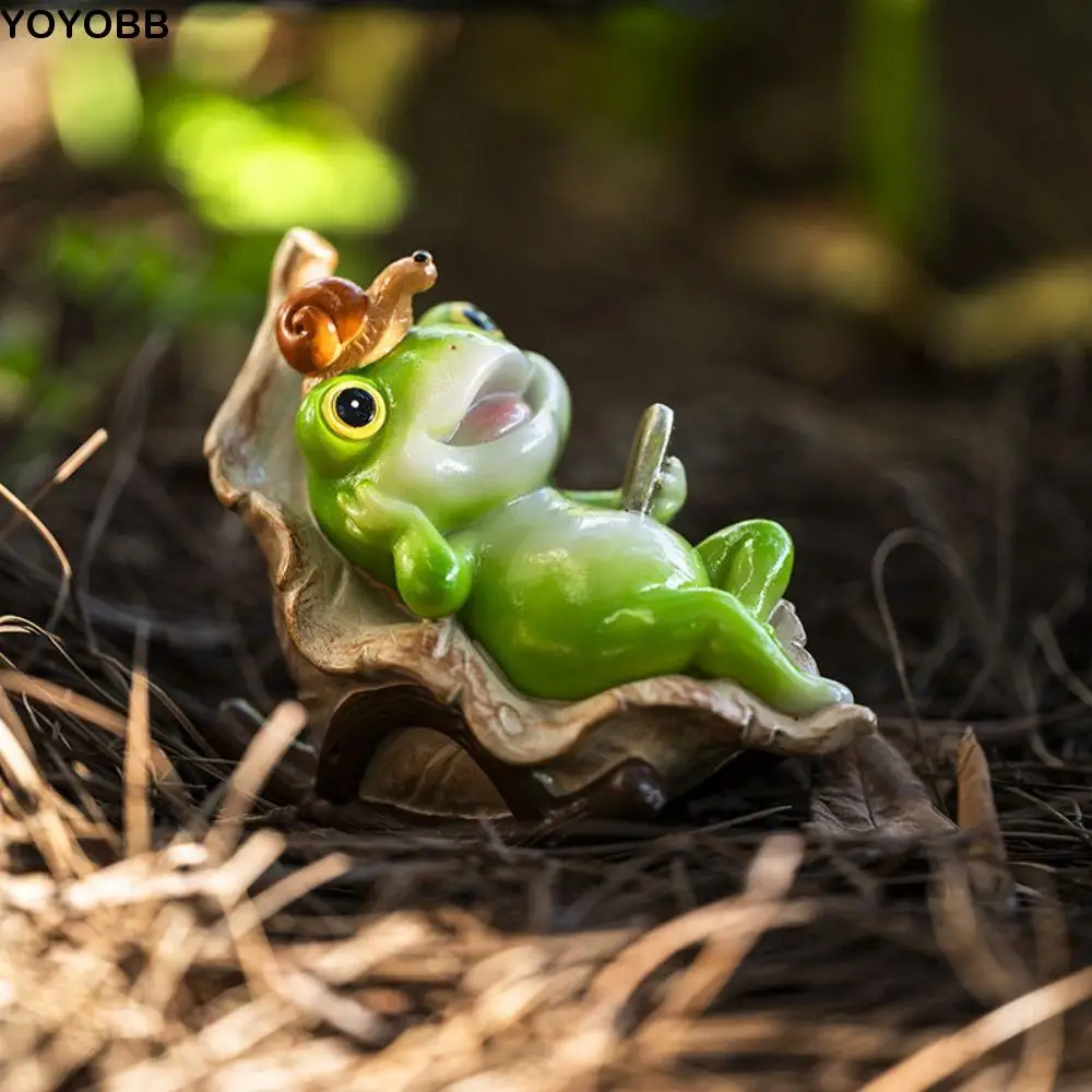 

Cute Frog Rocking Chair Handmade Resin Material Frog Potted Plant Figurine Funny Frog Desktop Decoration Garden Office Desktop