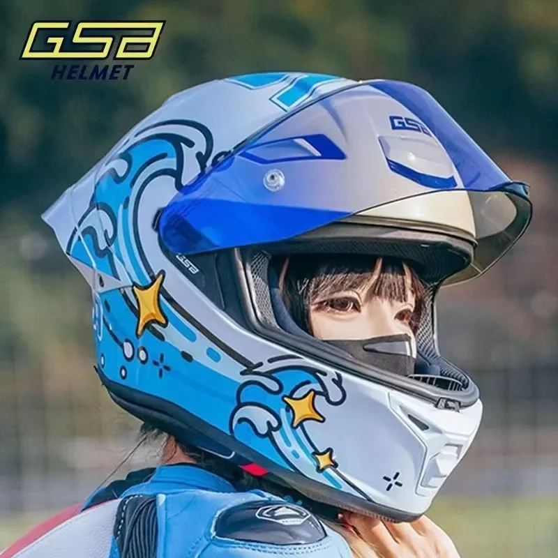 GSB RC5 Motorcycle Helmet Hoshino Motorcycle RC5 Full-cover Riding All-season Unisex Full-face Helmet Ultra-light Fiberglass