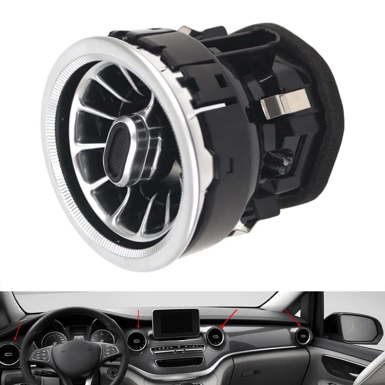 

Панель воздуховода приборной панели, черный декор из полипропилена для интерьера Mercedes-Benz V-Class W447 Vito V260 2014-2021