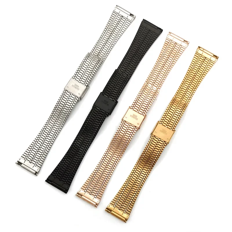 Stainless Steel Watch Band 18mm 20mm 22mm Quick Release Slim Metal Strap for Men Women Double Safety Buckle Watch Accessories