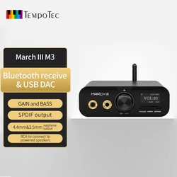 TempoTec M3 HIFI USB DAC, 5,2 Bluetooth DAC, amplificador de auriculares 4,4mm, larga distancia de transmisión, receptor de Audio Bluetooth, DSD