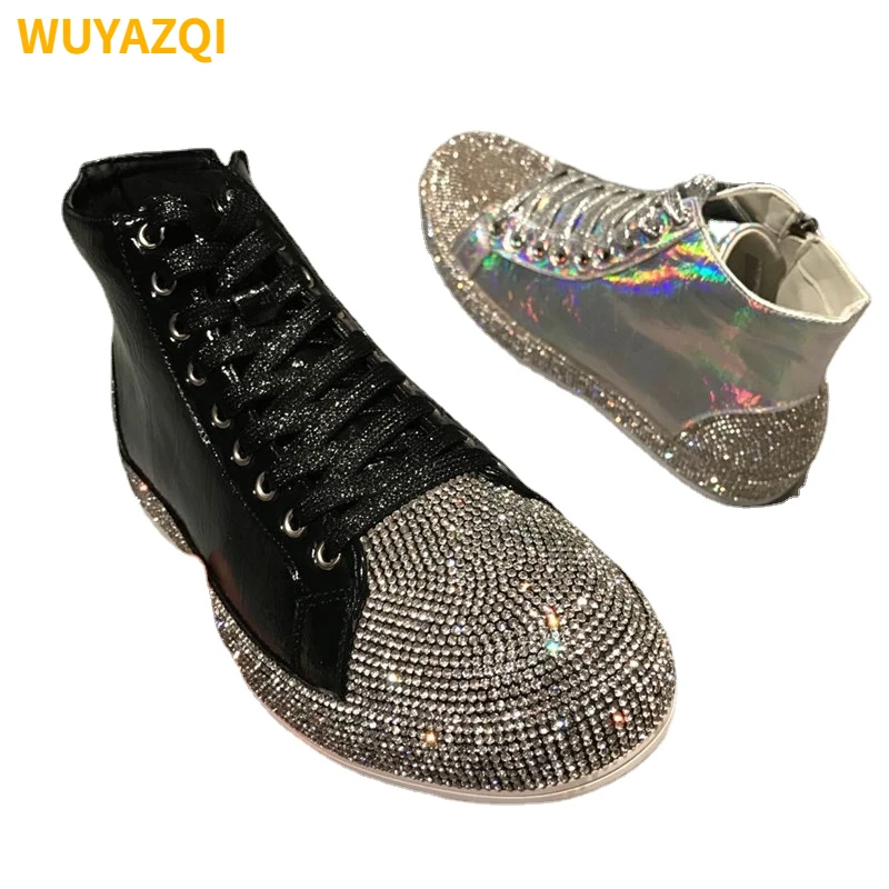 WUYAZQI New casual men\'s shoes Fashion high-top men\'s sports shoes Brightened men\'s board shoes