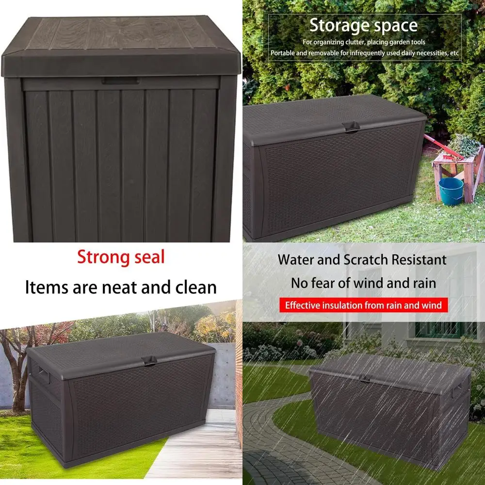 Caja de almacenamiento exterior impermeable para artículos esenciales para patio, piscina y jardín