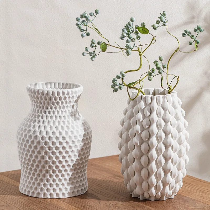 Ceramic Vase Modern Minimalist Creativity Flower Vase Dried Flowers Decoration Vase Elegant Luxury Interior Office Ornaments