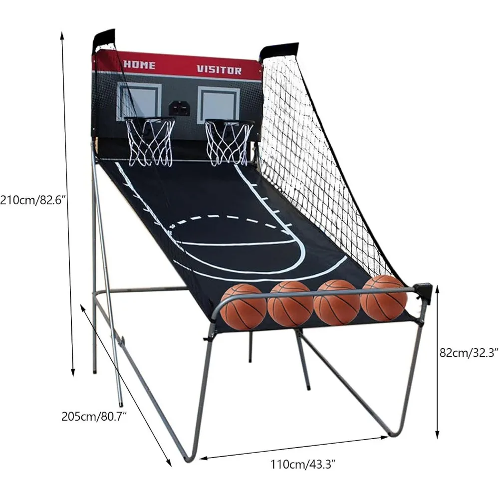 Basketball Machine Portable Arcade Basketball Game Basketball Hoop 4 Small Basketballs & Pump 8 Game Settings Indoor/outdoor Use