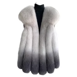 Fox fur vest women's medium and long 2024 new fashion fur vest thick coat real fur for winter