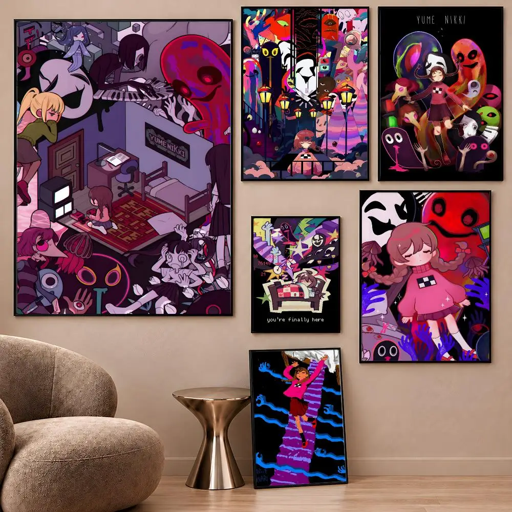 Game Yume Nikki Madotsuki Uboa Dreams Poster Aesthetic Wall Art Poster HD Waterproof PP Self Adhesive Bedroom Dorm Room Decor