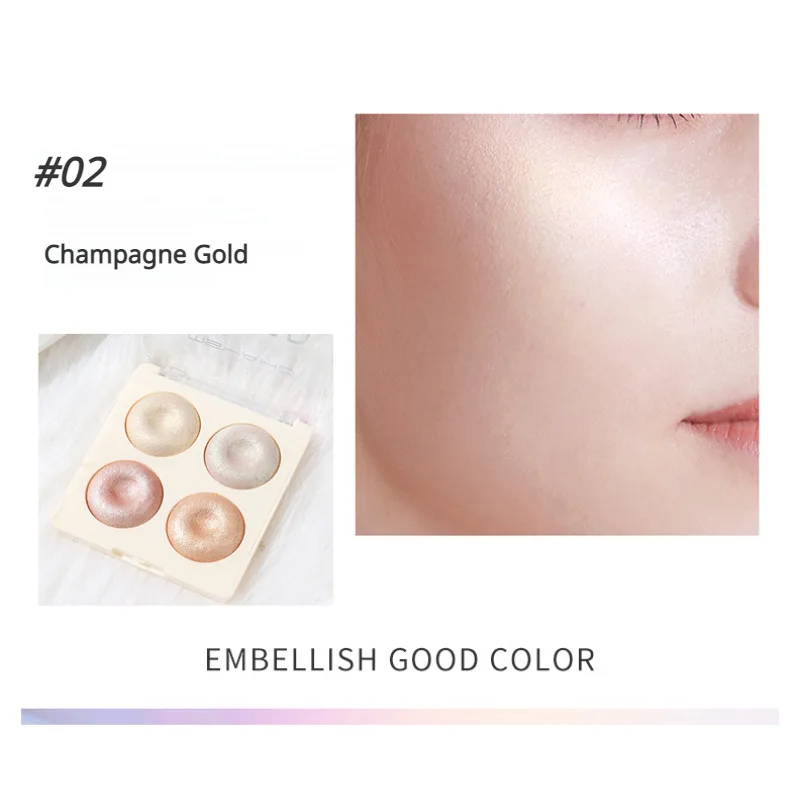 Explosion of the new four-color pearlescent baking powder highlight eyeshadow powder cake cultivation blush all-in-one disk