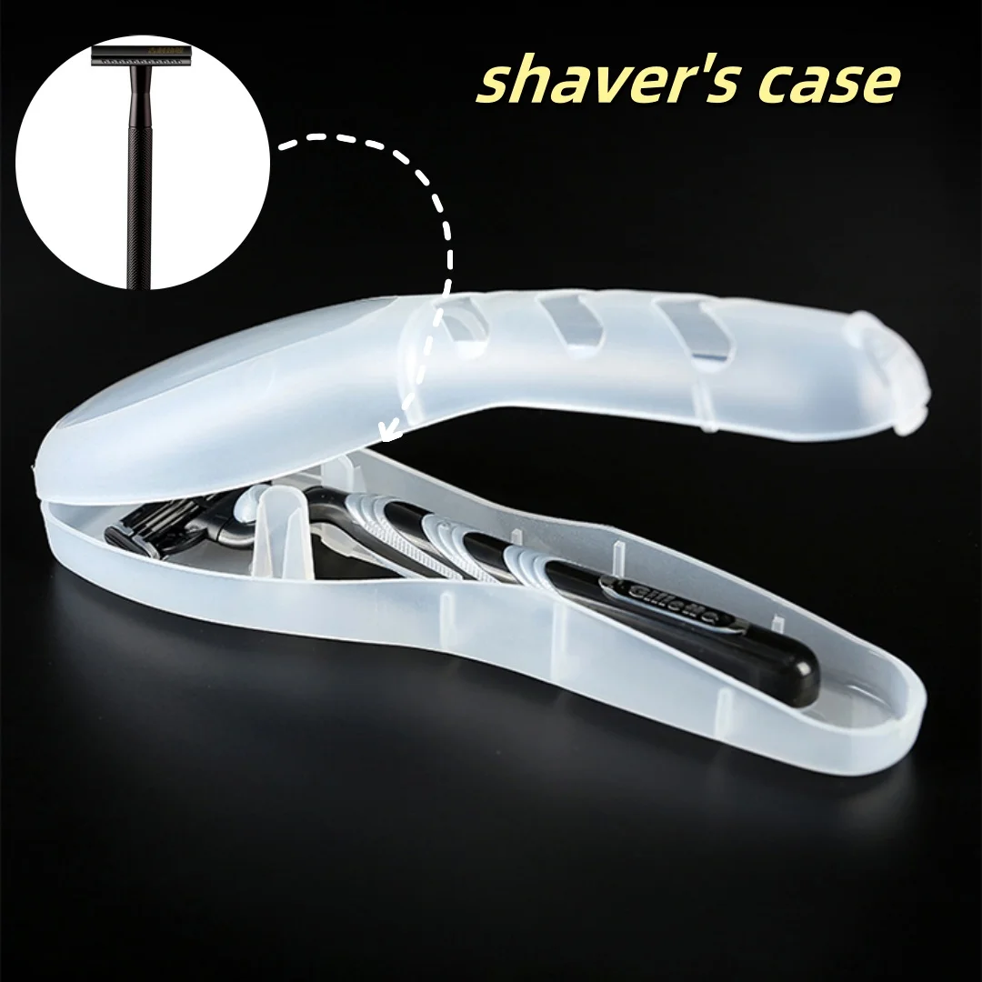 Men's Shaver Storage Box Transparent Plastic  Holder Portable Travel Razor Case Shaving Box Containers