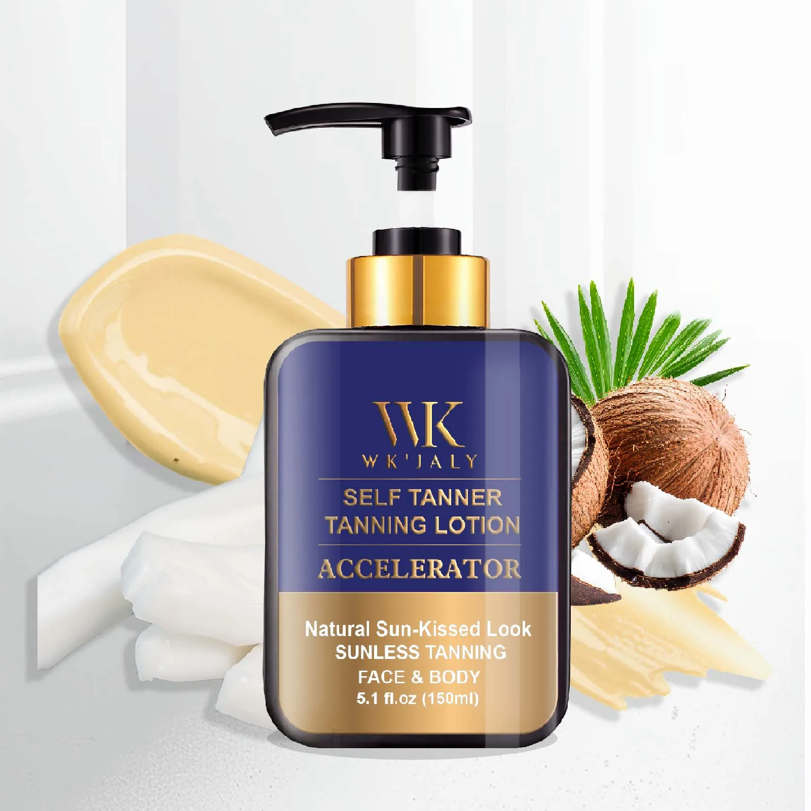 

WK JALY Self Tanner Body Lotion, Fair To Medium Skin Tone, Sunless Tanning Moisturizer With Coconut Oil, Carrot Oil, Shea Butter