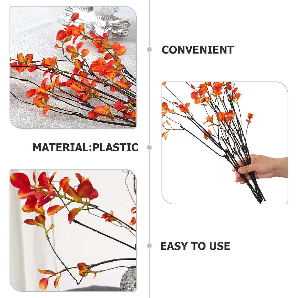 

3Pcs Artificial Leaves Faux Fall Leaf Stem Long Lasting Fresh Look DIY Vase Filling Ornament Home Decor Fake Leaf