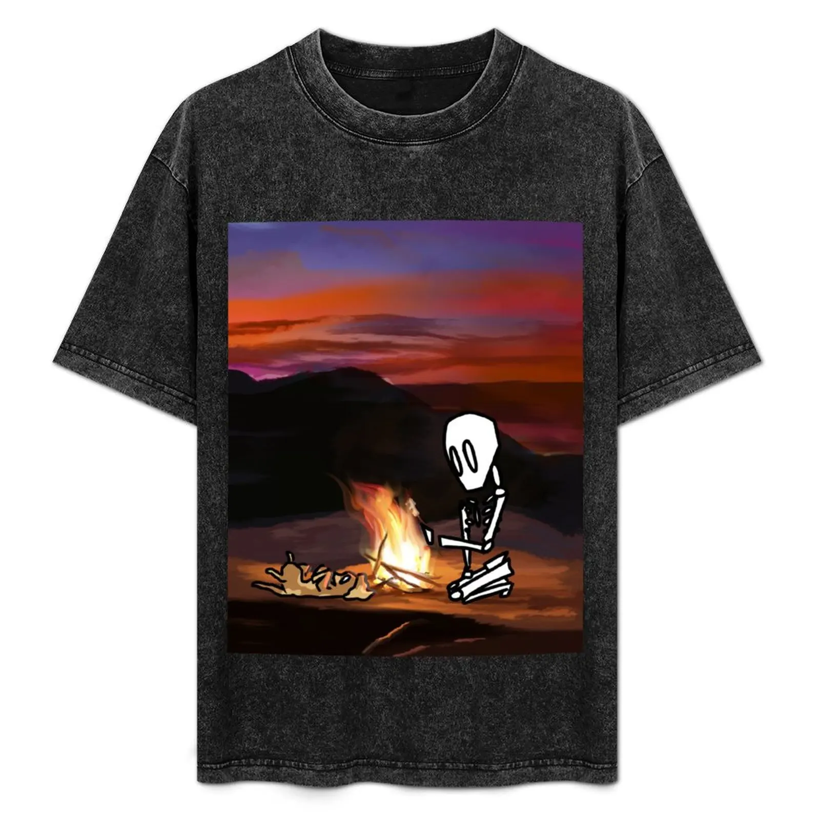 #020 Skeleton Campfire T-Shirt blanks summer top shirts graphic slim fit t shirts for men