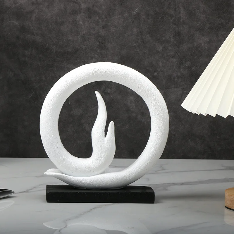 Zen Inspired Home Decoration Abstract Gesture Statue Simplified Circular Sculpture Living Room Table Bookshelf Cabinet Ornament