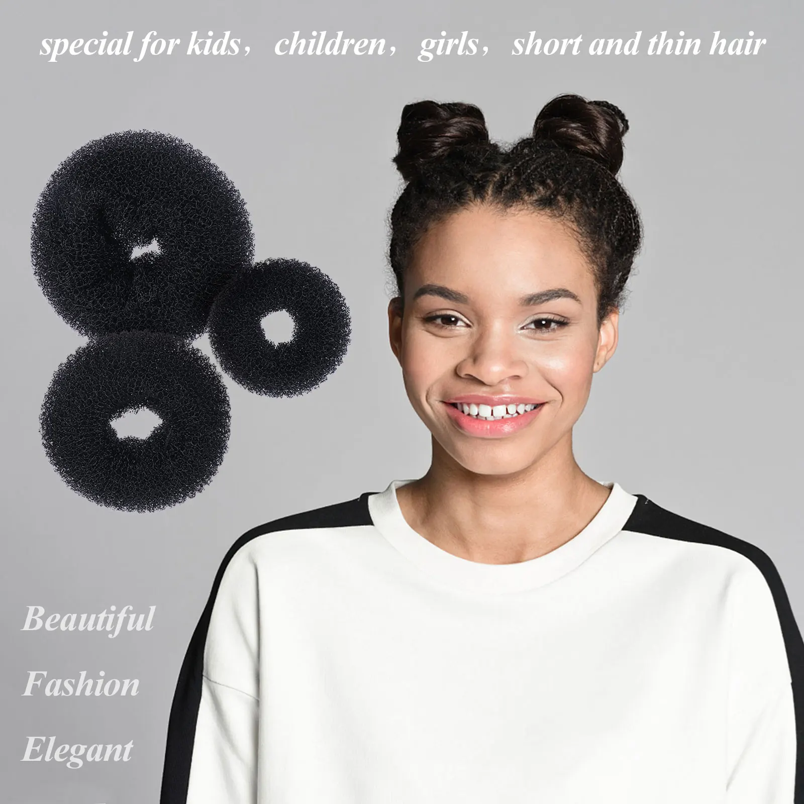 

3 set 3 Sets Hair Styling Accessories Kit Donut Bun Makers Elastic Bands U Clips Easy DIY Tools for Ballet Buns